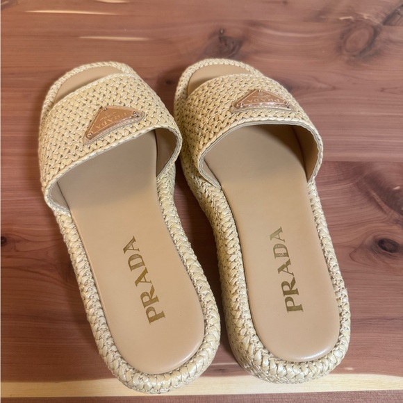 Prada raffia flatform sandal size 39 / 8.5 - Picture 2 of 4